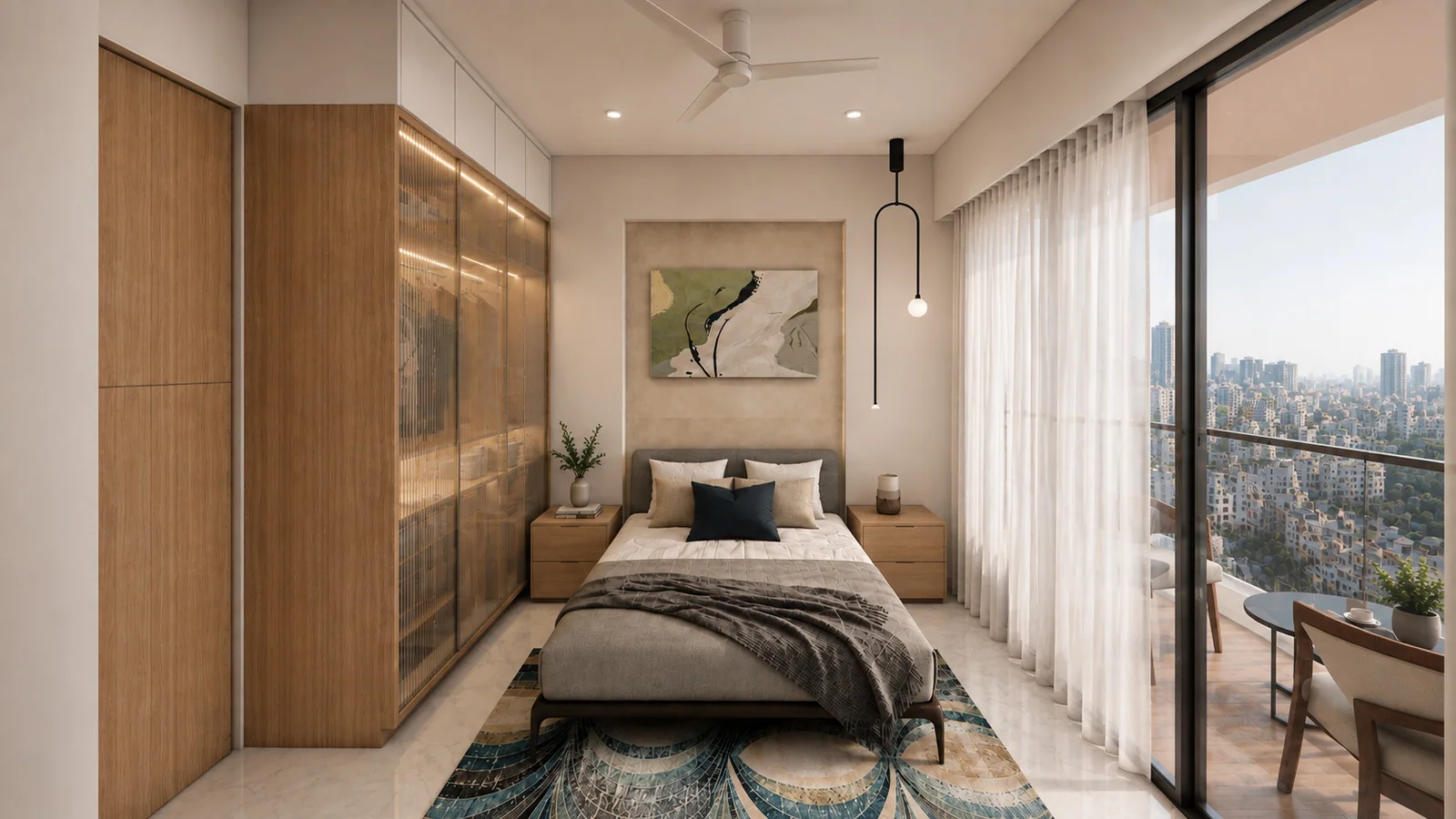 Bedroom opening onto a balcony