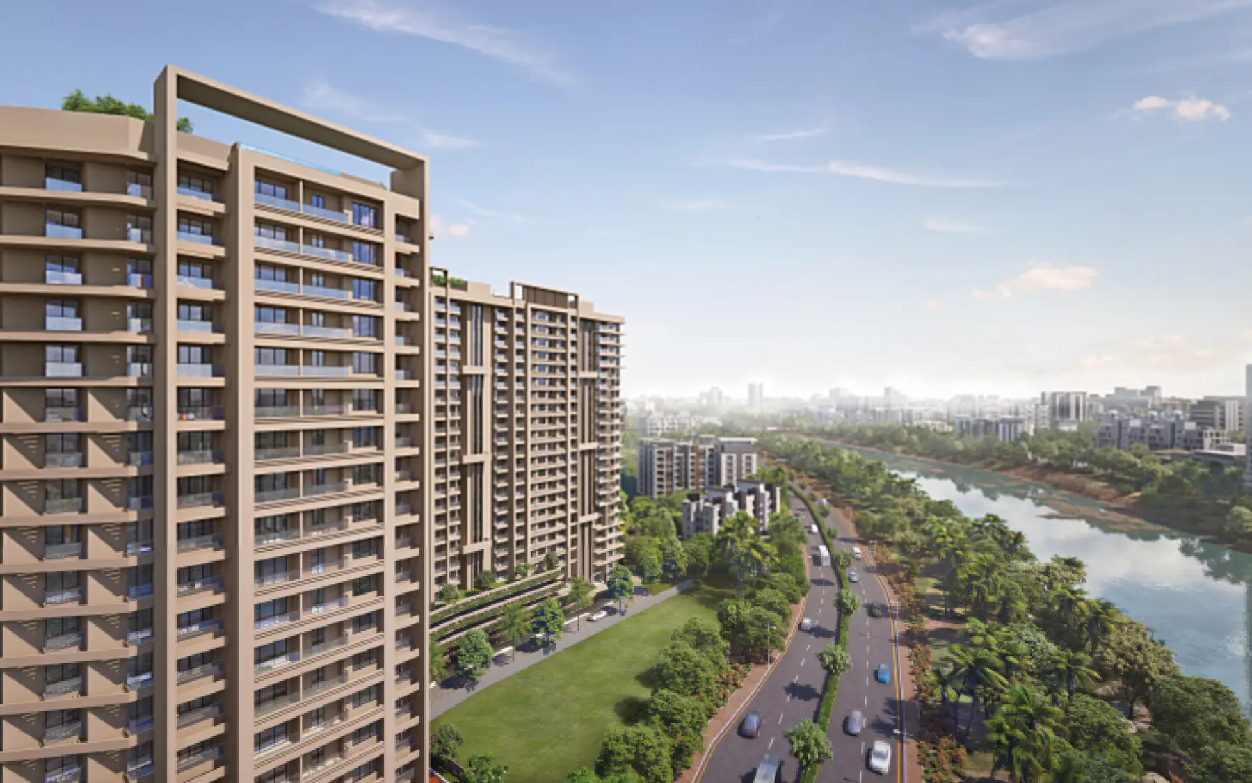 View along Sinhagad Road and the river from the towers
