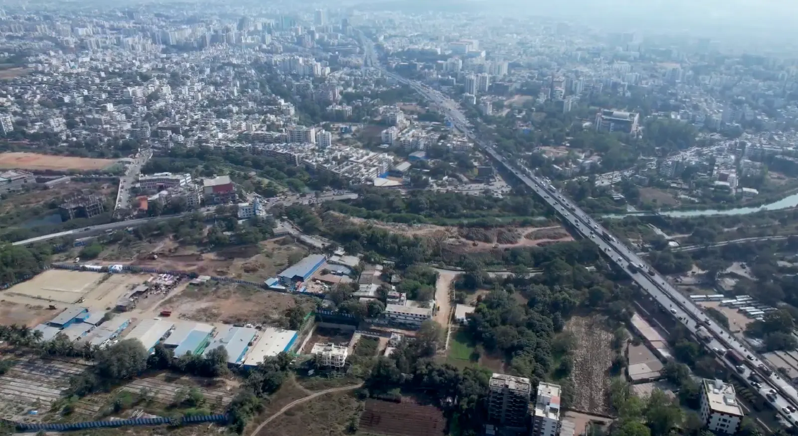 Aerial view of Sinhagad Road around Probha Oasis